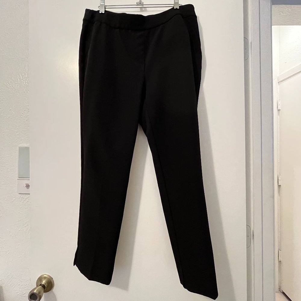 Black work slacks pants trousers straight leg with faux pockets